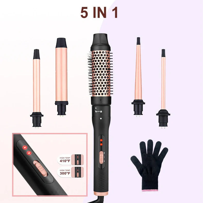 Three-tube water wave hair curler with 19mm 25mm 32mm ceramic-coated barrels and wired power cord