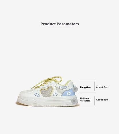 Korean-style mesh sneakers in Meow Rabbit Sea Salt Cheese colour with cross straps