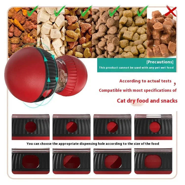 155mm rotating plastic cat toy with sound ball and food dispensing mechanism for interactive play