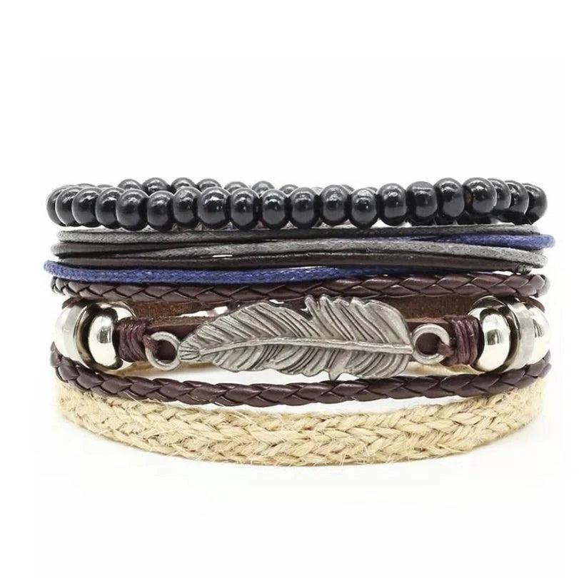 Men's vintage braided leather bracelet, a stylish and durable accessory for any occasion.