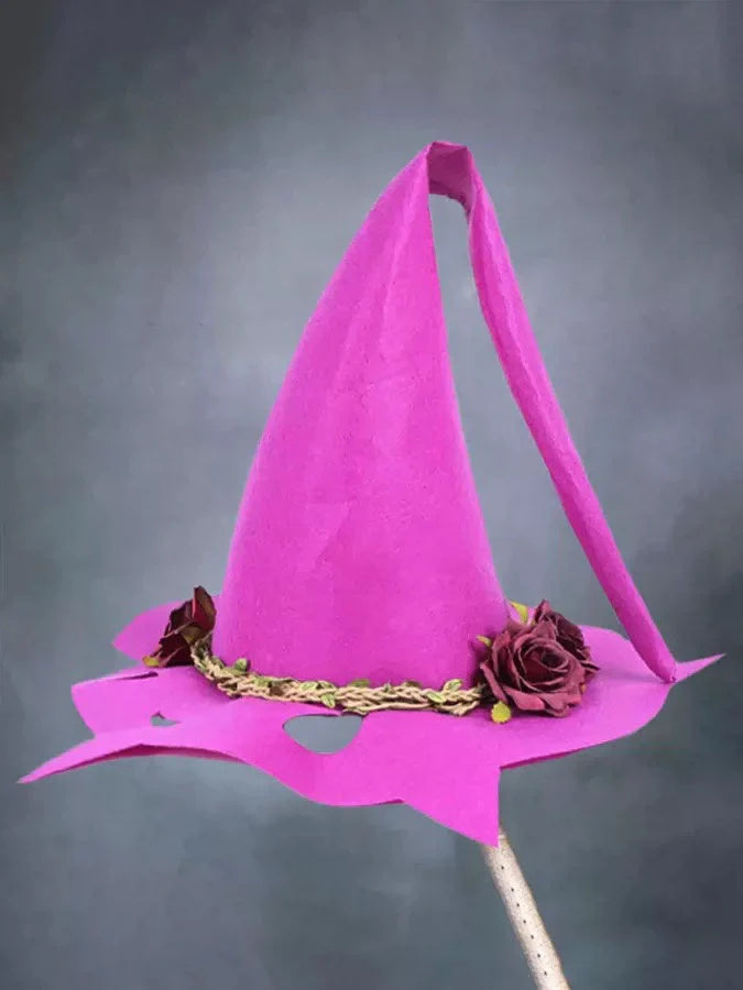 Women's modern witch hat in wool felt for Halloween and cosplay