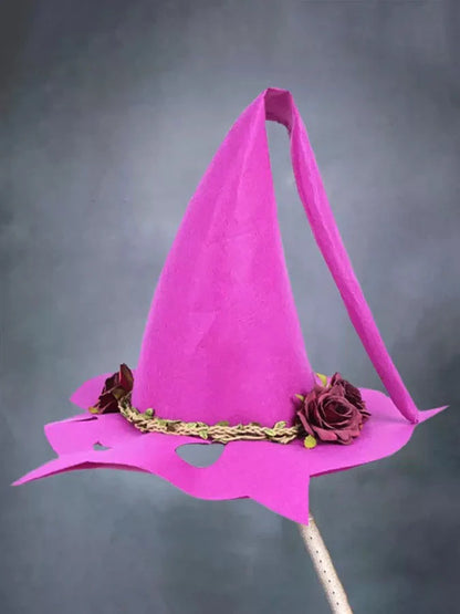 Women's modern witch hat in wool felt for Halloween and cosplay