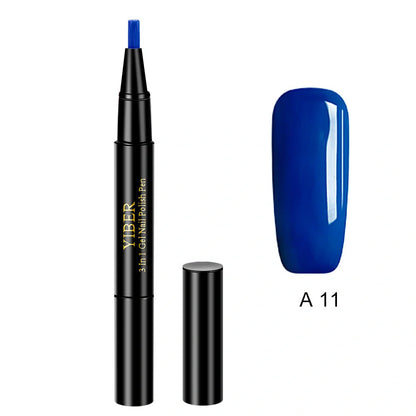 3-in-1 Gel Nail Varnish Pen with Glitter for One-Step Nail Art