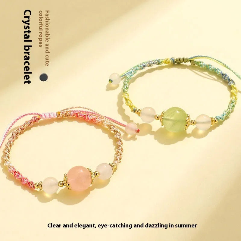 Hand-woven white agate couple bracelets with choice of 12mm central stones in diamond pattern