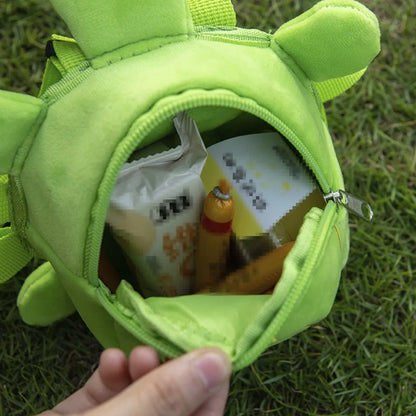 Brown cartoon turtle-shaped dog backpack with no-pull vest harness and metal zipper.