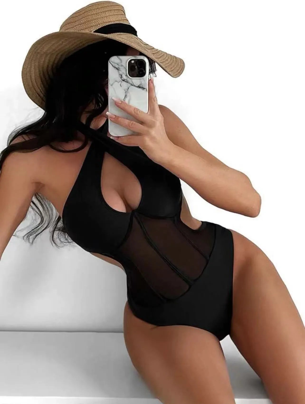 Ladies one-piece swimsuit bikini in nylon spandex blend available in black, rose red and green colours