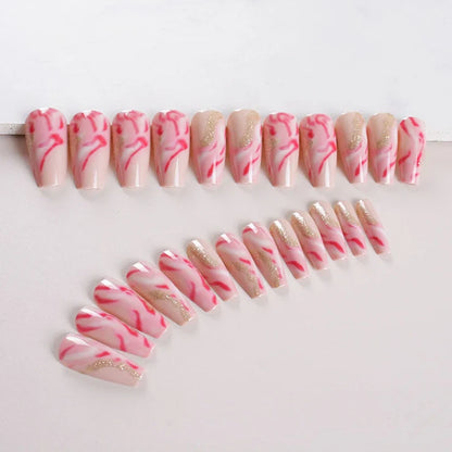 One Second Wearable Manicure set with 24 nail art pieces in rose, tulip, leopard print, and XINGX patterns