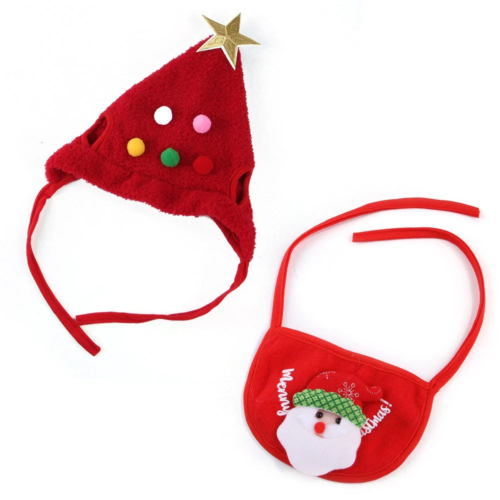 Christmas pet costume in velvet with antlers and bib options for winter warmth