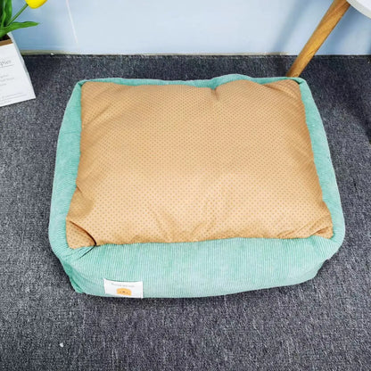 Cotton dog nest bed in light blue colour with soft velvet material and PP cotton filling