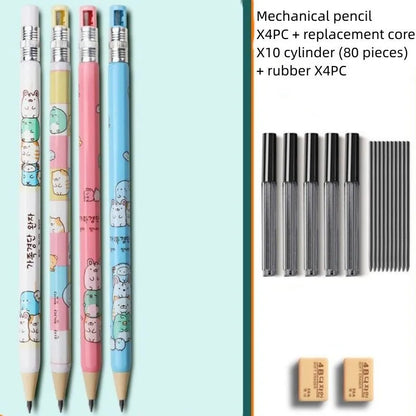 Children's cartoon style mechanical pencil with 2B lead and replacement cores