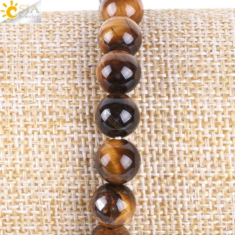 Elegant Tree of Life bracelet with genuine tiger's eye stone and ancient silver plating