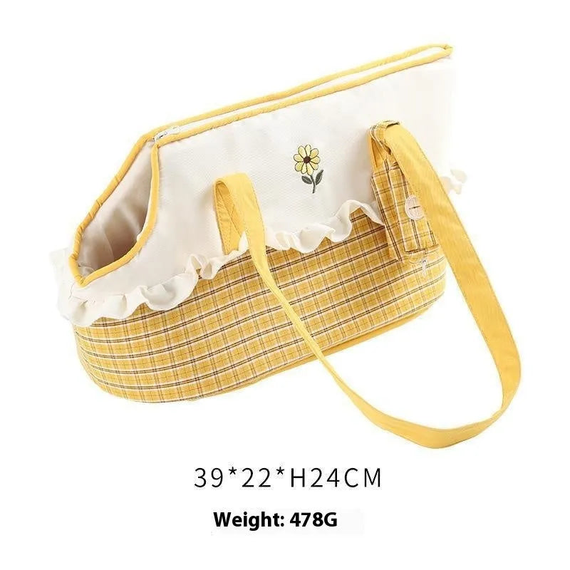 Shoulder pet carrier satchel in cartoon stripe pattern for small cats and dogs