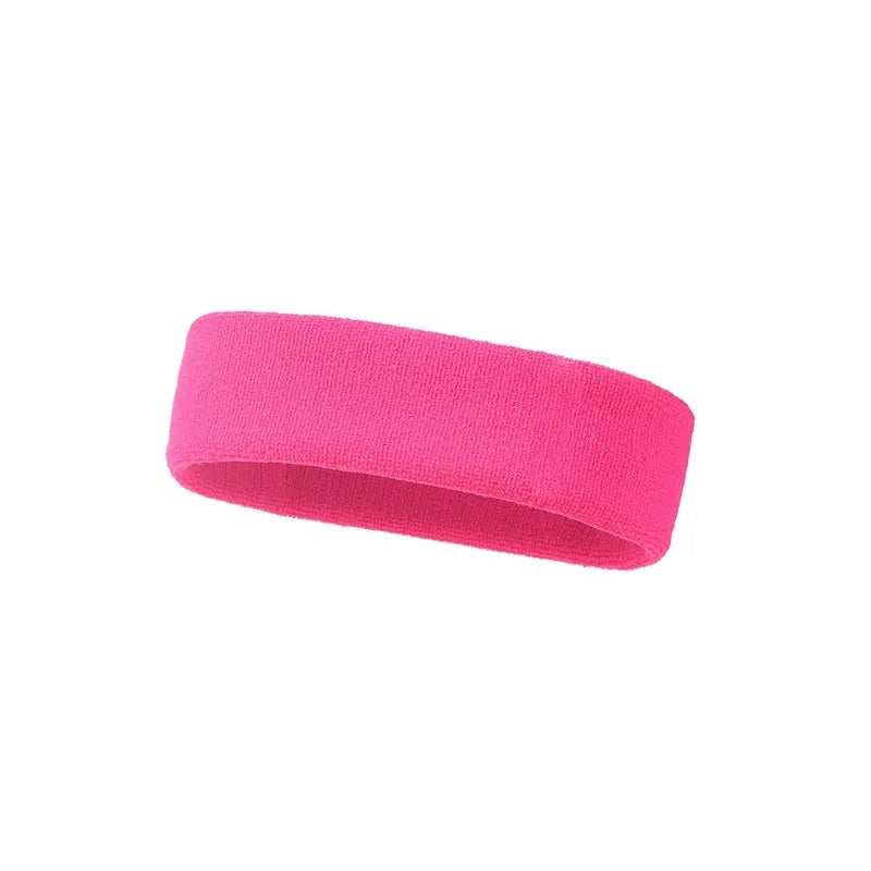 Widened solid colour sports sweatband in polyester and spandex, shown in one of five available colours.