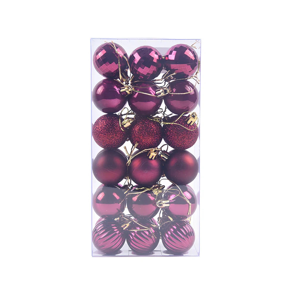 36 Christmas balls in 16 colours including rose gold and champagne gold, 4cm diameter