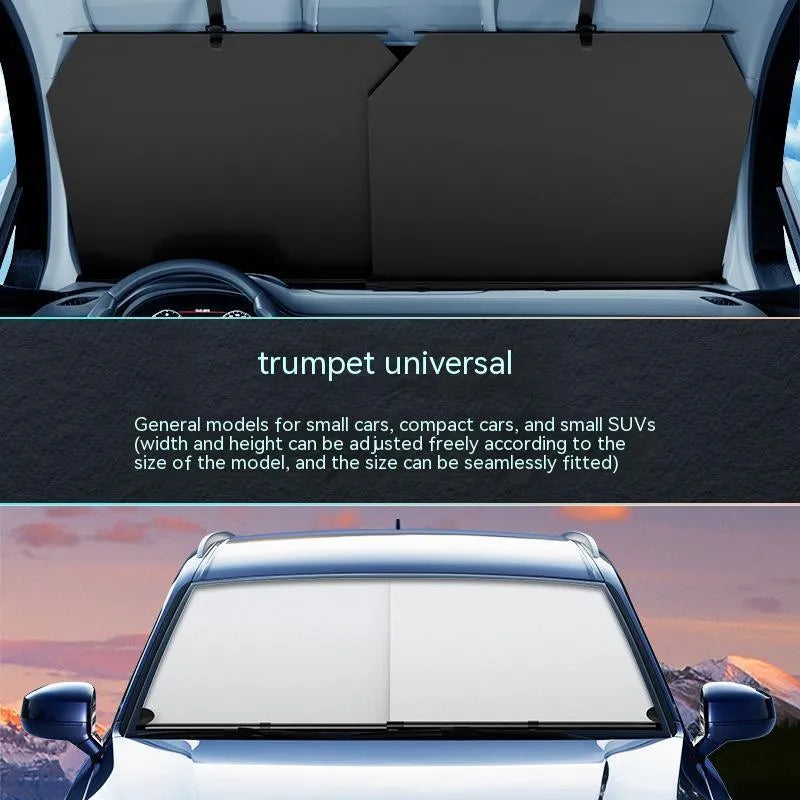 Automatic retractable car sunshade for front windshield thermal insulation in Oxford cloth material
