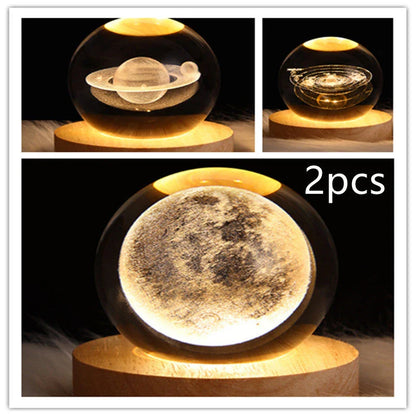Enchanting galaxy crystal ball night light with 3D pattern, creating a mesmerizing celestial display for bedroom decor