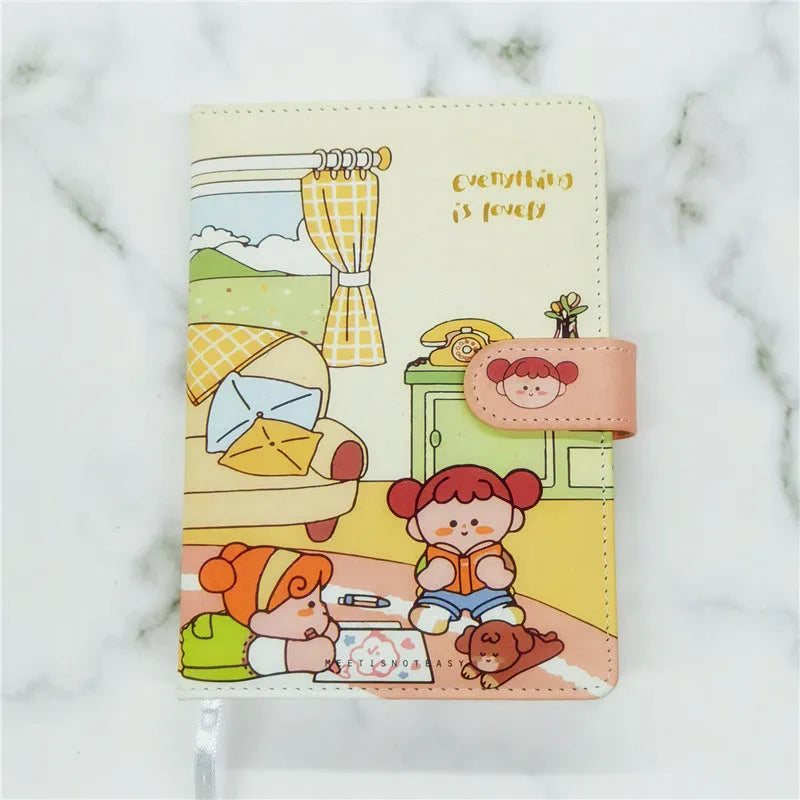 A5PU thread-bound notepad with themed paper cover, open to show Daolin paper pages.