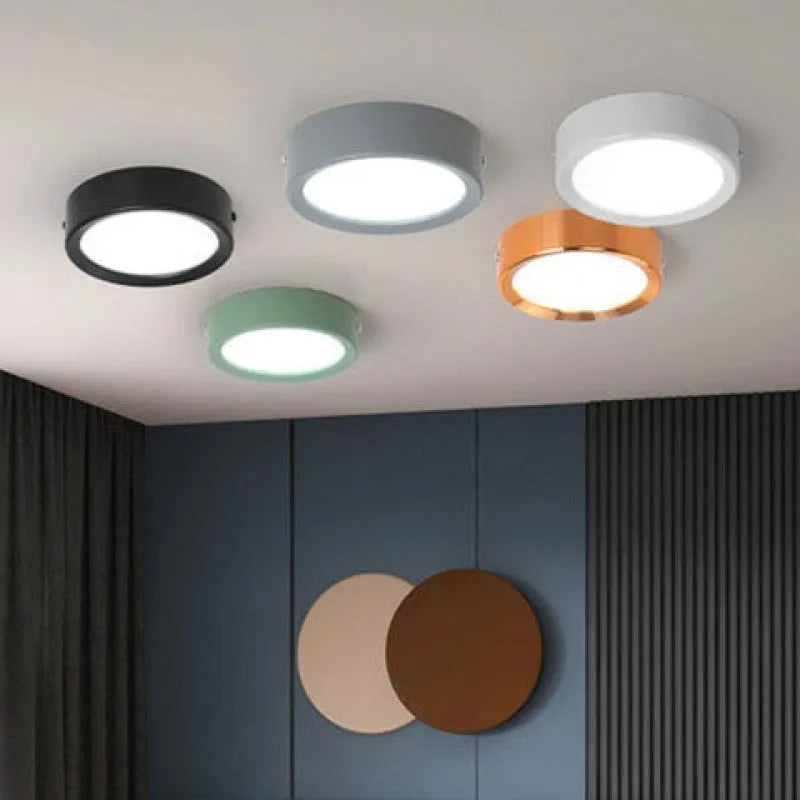 LED ultra-thin surface mounted downlight ceiling light in black aluminium shell
