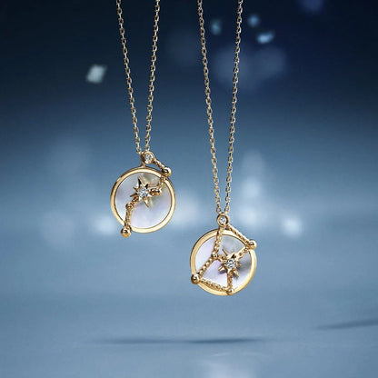 Christmas Big Dipper and Orion Necklaces in 925 Silver with Natural White Shell Pendant
