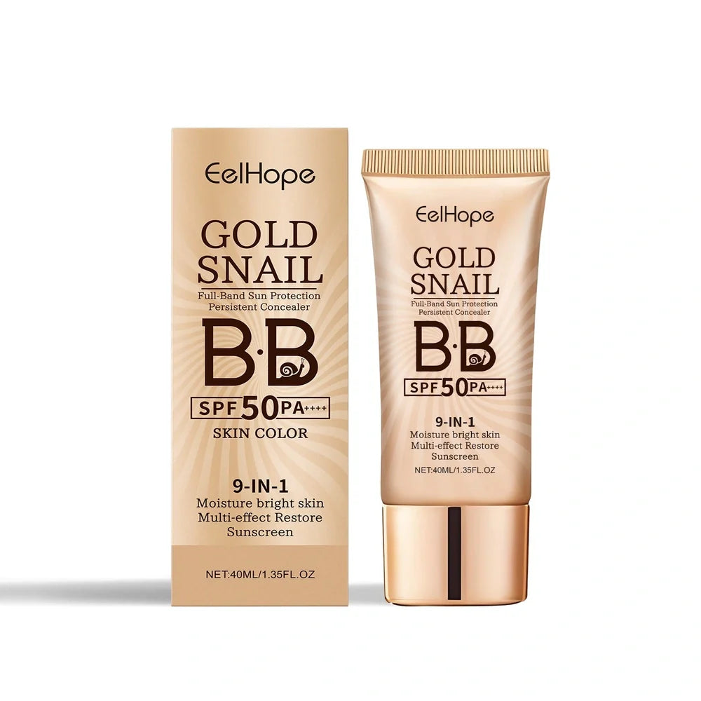 Golden Snail Sunscreen BB Cream tube showing 40ml volume with SPF 50+ PA++++ protection label