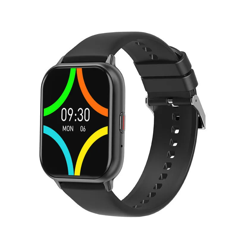 T17F smart watch with TFT screen, touch button, Bluetooth calling, sleep monitoring, in pink or black.