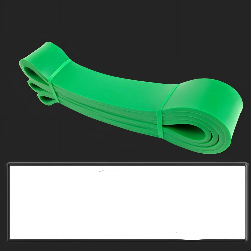 Fashion fitness stretch resistance band showing 2080mm length and multiple width options from 12mm to 45mm