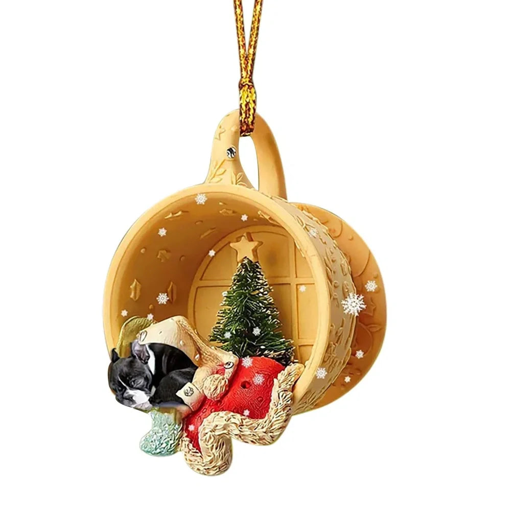 8cm clear acrylic sausage dog hanging ornament in colour variant 1, simple commemorative dachshund design for home decor