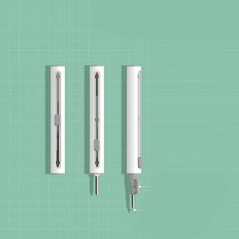 3-in-1 headphone cleaning pen with metal pick, sponge tip and brush for electronic device maintenance