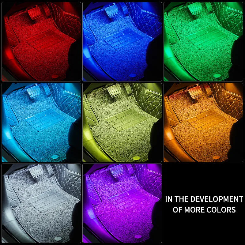 Car interior LED atmosphere lighting system with eight colours and voice control