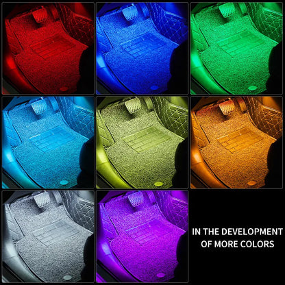 Car interior LED atmosphere lighting system with eight colours and voice control