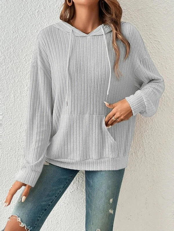 A stylish and comfortable hooded sweatshirt with drawstring and pockets, available in various colors.