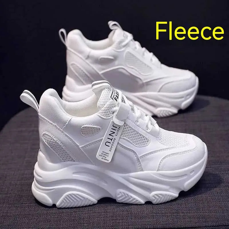 Women's black mesh platform casual shoes with a hollow-out design and a toe-holder strap.