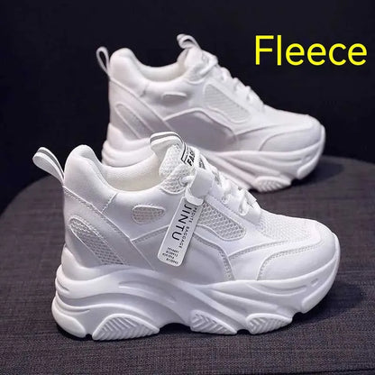 Women's black mesh platform casual shoes with a hollow-out design and a toe-holder strap.