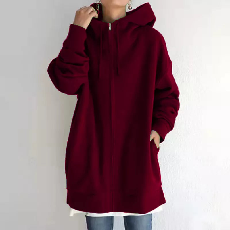 Women's full-zip fuzzy hoodie in various colours and sizes