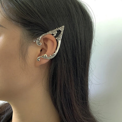 Dark elf no piercing ear clips in silver for gothic style