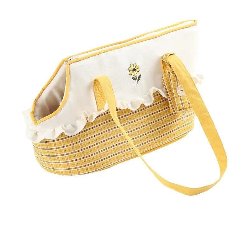 Shoulder pet carrier satchel in cartoon stripe pattern for small cats and dogs