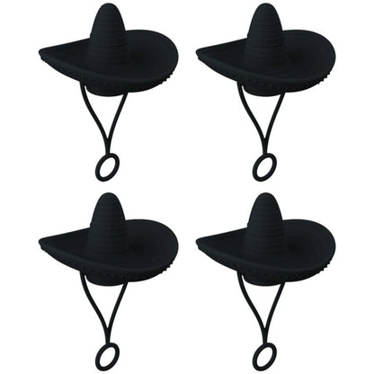 Stylish cowboy hat-shaped straw covers made of food-grade silicone in vibrant macaroon colors for protecting and decorating drinks