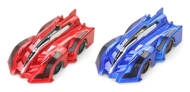 RC Wall Climbing Car defying gravity on a ceiling with LED lights on