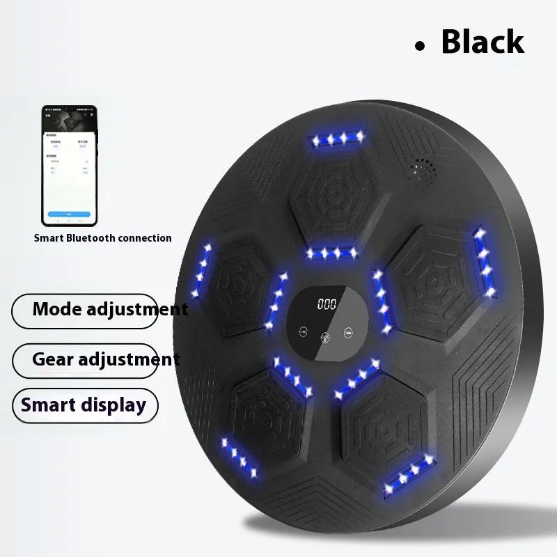 Smart music boxing machine reaction target hanging on wall with boxing gloves