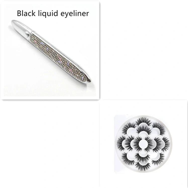 Self-adhesive false eyelashes with multicolour eyeliner for easy application and vibrant looks