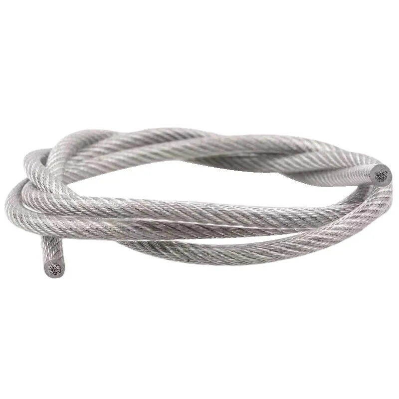 304 stainless steel anti-theft wire rope showing double twist structure and corrosion-resistant surface