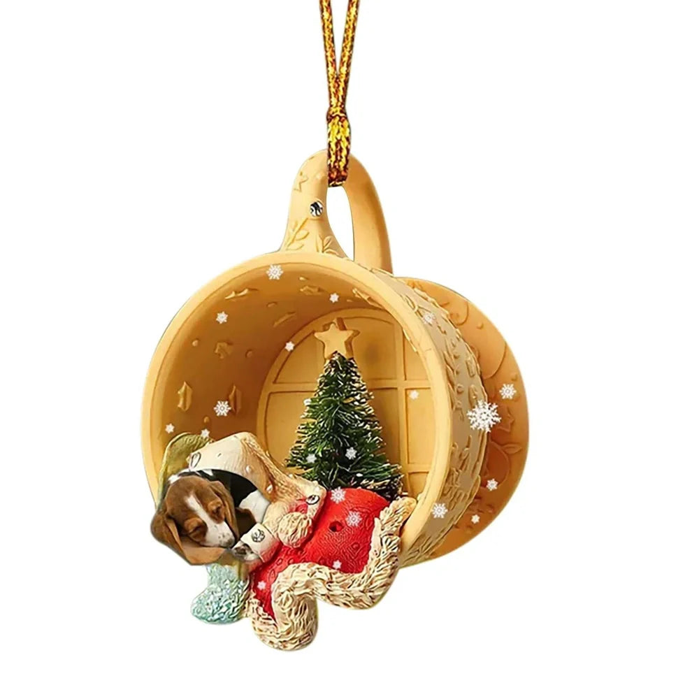 8cm clear acrylic sausage dog hanging ornament in colour variant 1, simple commemorative dachshund design for home decor