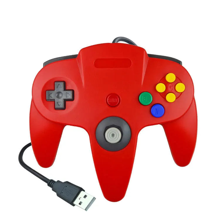 USB N64 game controller for PC with original Nintendo 64 three-pronged design and multiple colour options