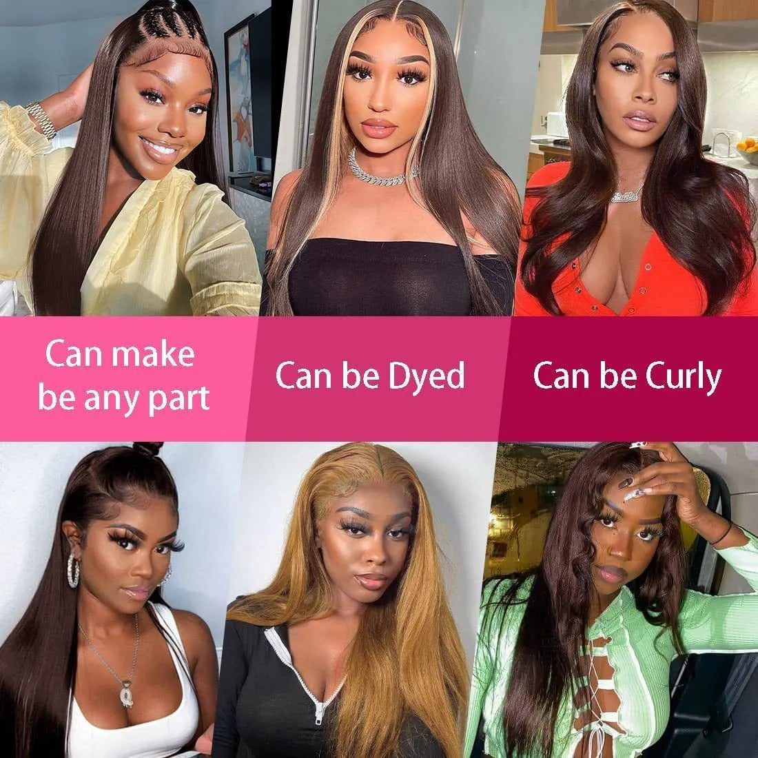Dark brown front lace human hair wig with adjustable headgear, shown at a long length.