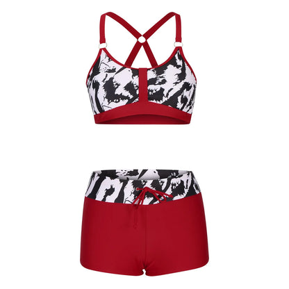 Women's floral print split bikini swimsuit in various colours and sizes
