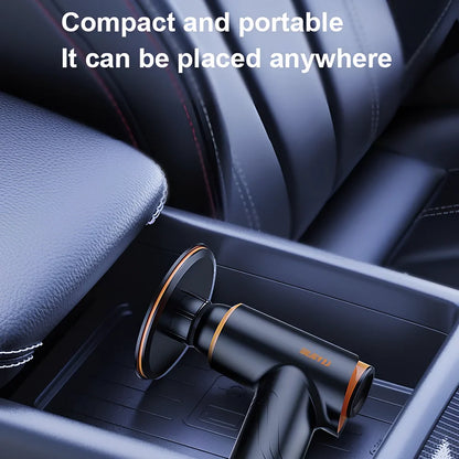 Black cordless car polishing machine with 12cm throwing disc and Type-C charging cable