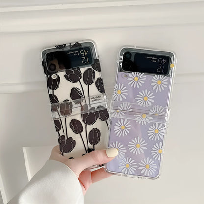 Samsung Galaxy Flip flower design PC phone case for Z Flip3 and Z Flip4 models