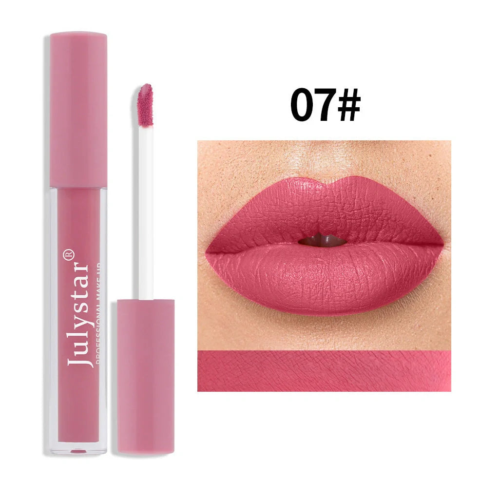 Matte lipstick tube with soft fog texture, 2.5ml content, 3-year shelf life