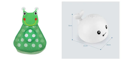 Grey or white electric whale bath toy spraying water with LED lights on a base.