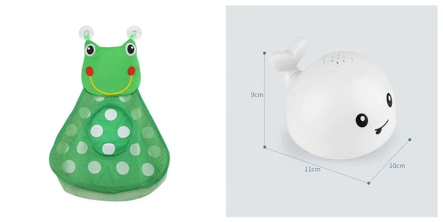 Electric induction whale spray toy for baby bath time with automatic water spray and flashing lights